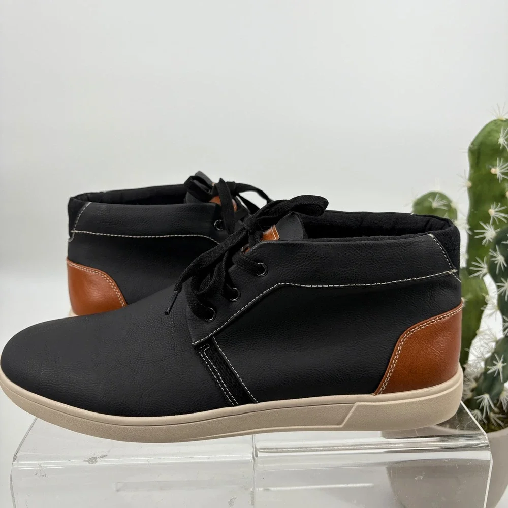New Steve‎ Madden Kobe Men's Black Faux Leather Lace Up Chukka Boots Size 12